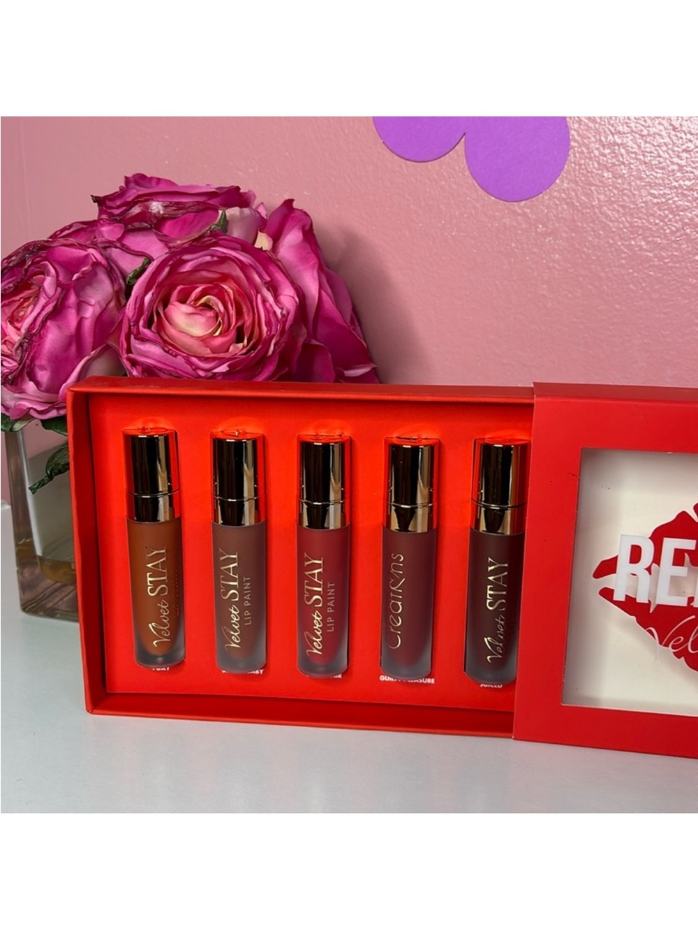 BEAUTY CREATIONS Los Angeles $30 • set of 5 • Red Desire Velvet stay lippies NEW - Picture 5 of 7